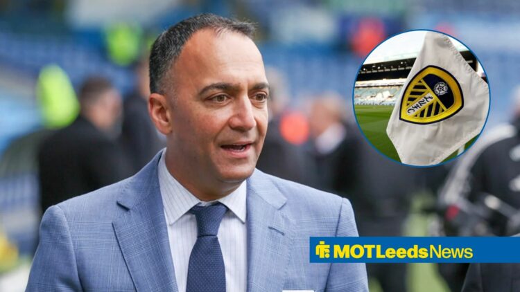 Paraag Marathe looking at Leeds flag in circle