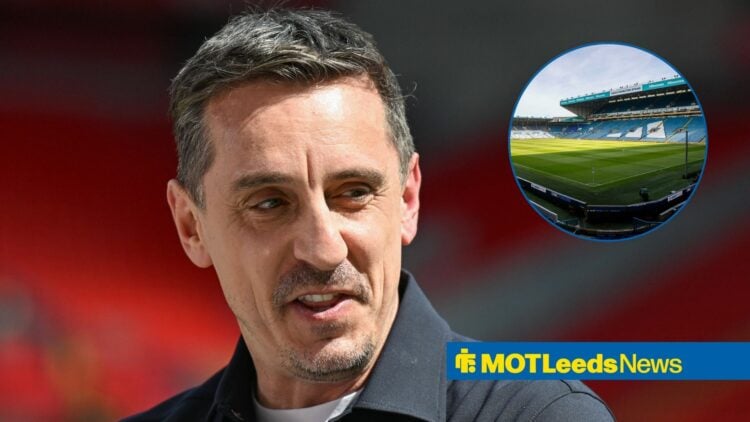 Gary Neville looking at Elland Road in circle