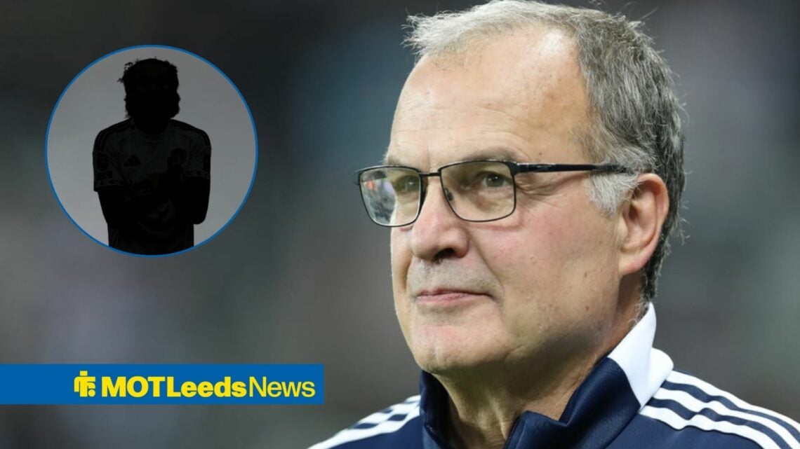 Marcelo Bielsa with Leeds star Dominic Calvert-Lewin blacked out inset