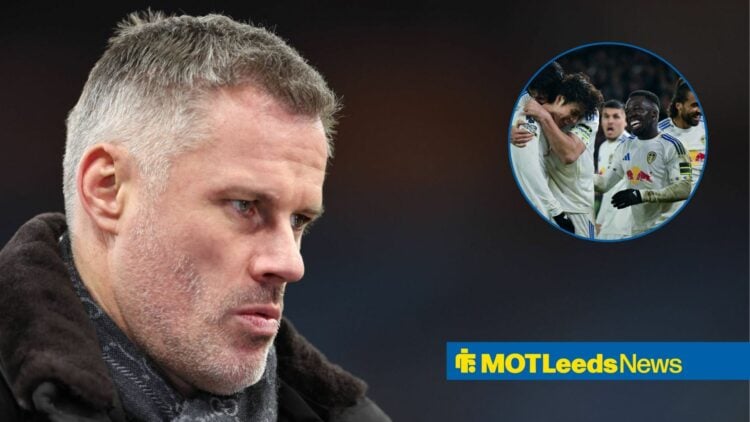 Jamie Carragher with Leeds players inset
