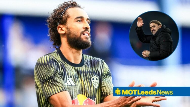 Leeds striker Dominic Calvert-Lewin with Daniel Farke inset