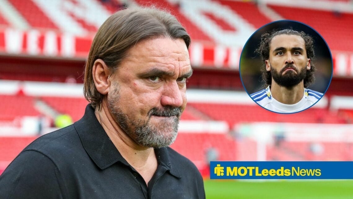 Daniel Farke next to Dominic Calvert-Lewin