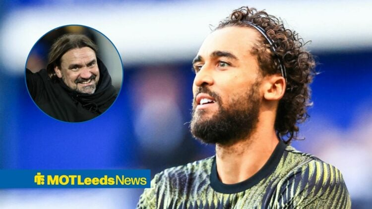 Daniel Farke next to Dominic Calvert-Lewin