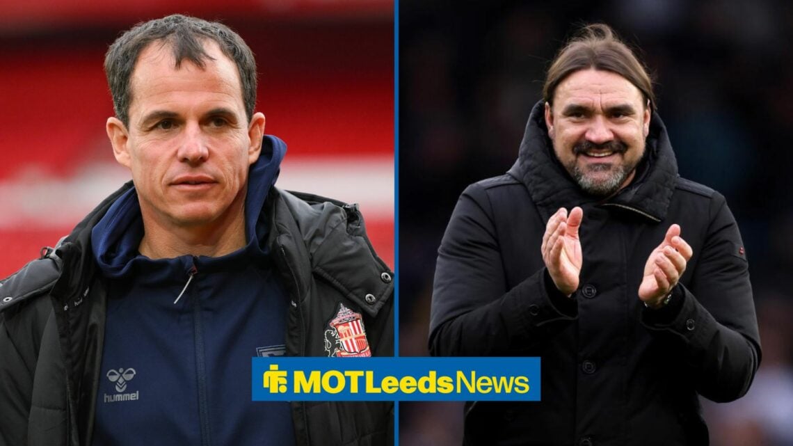 Daniel Farke next to Regis Le Bris in a 50-50 image