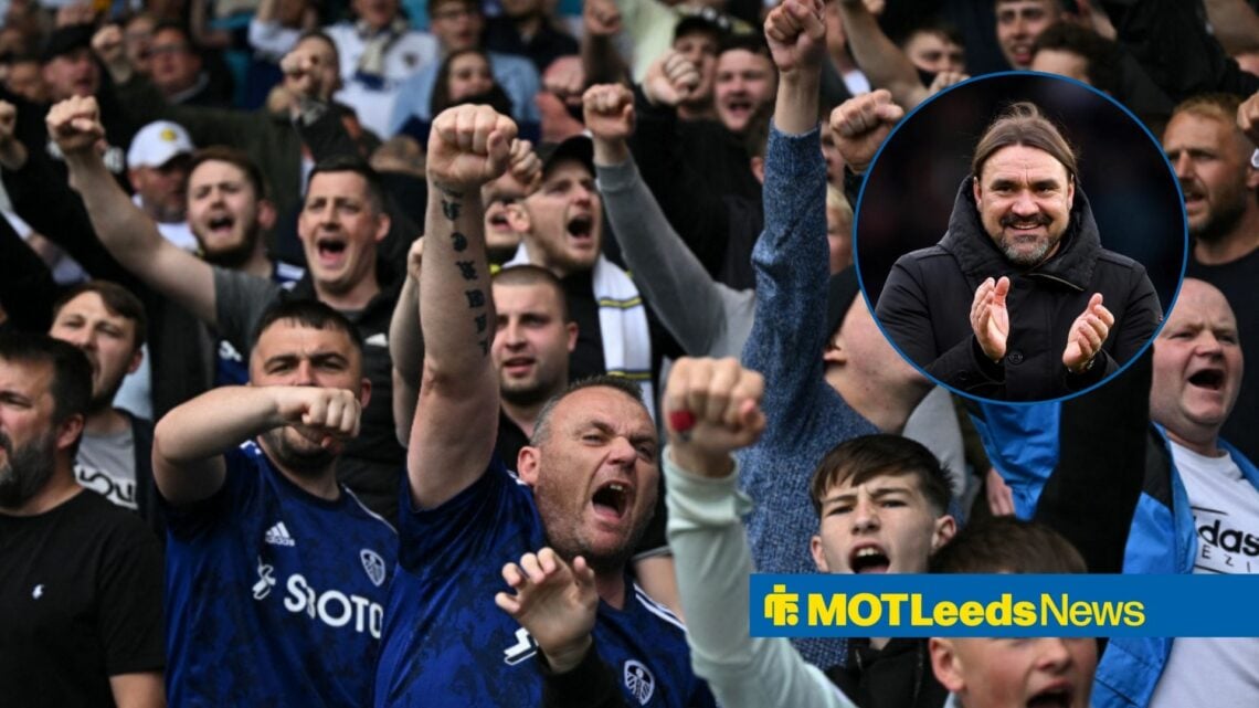 Daniel Farke next to Leeds fans