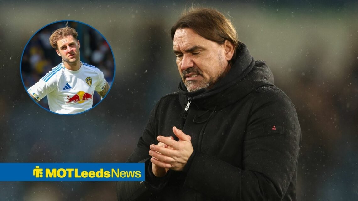 Leeds boss Daniel Farke with Joe Rodon inset