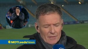 Chris Sutton looks annoyed, with Daniel Farke in a circular frame inset
