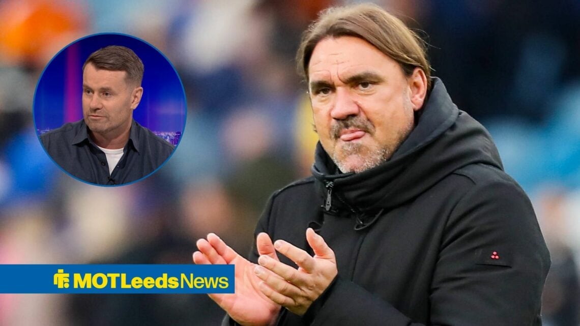 Leeds boss Daniel Farke clapping with Shay Given inset