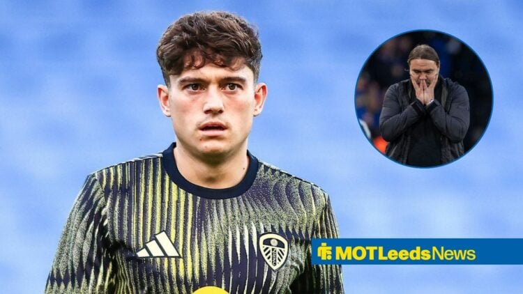 Dan James next to a circular inset of Daniel Farke