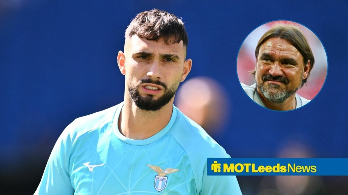 Lazio striker Valentin Castellanos and Leeds United manager Daniel Farke in circular inset