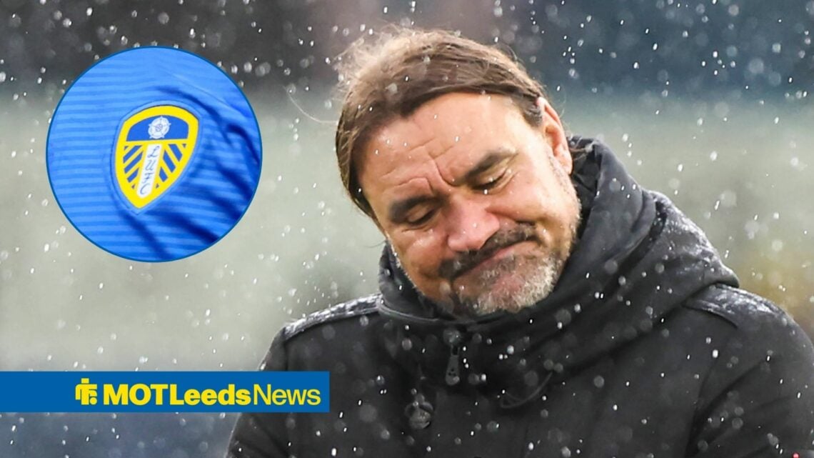 Daniel Farke and Leeds United badge in circular inset