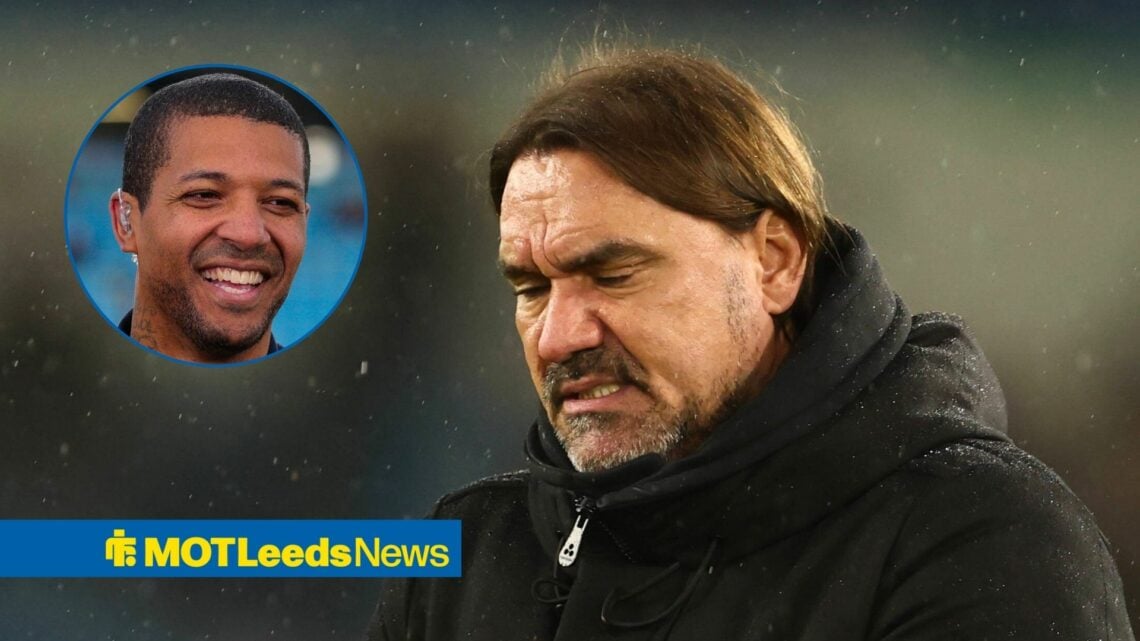 Leeds United manager Daniel Farke and Jermaine Beckford in circular inset