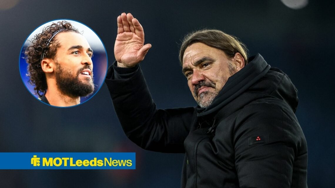 Leeds United manager Daniel Farke and Dominic Calvert-Lewin in circular inset