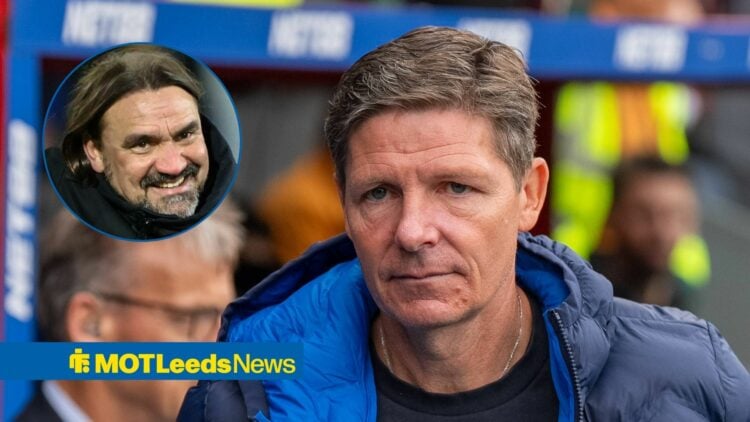 Crystal Palace boss Oliver Glasner and Leeds United manager Daniel Farke in circular inset