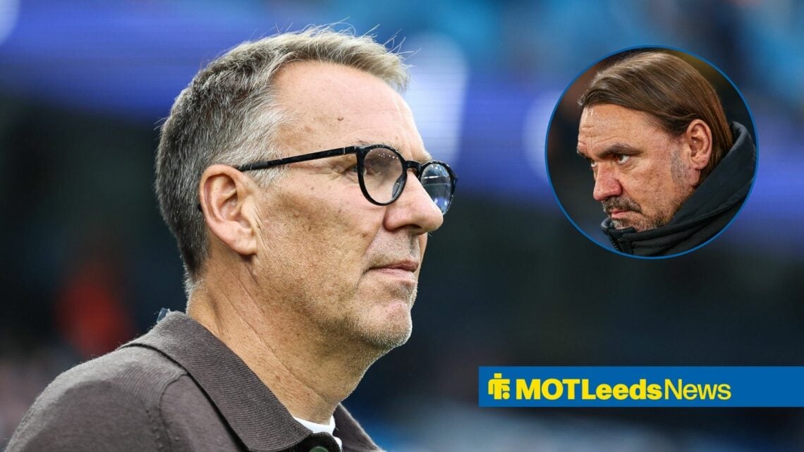 Paul Merson and Leeds United manager Daniel Farke in circular inset