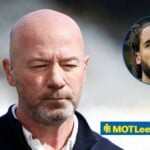 Alan Shearer and Leeds United striker Dominic Calvert-Lewin in circular inset