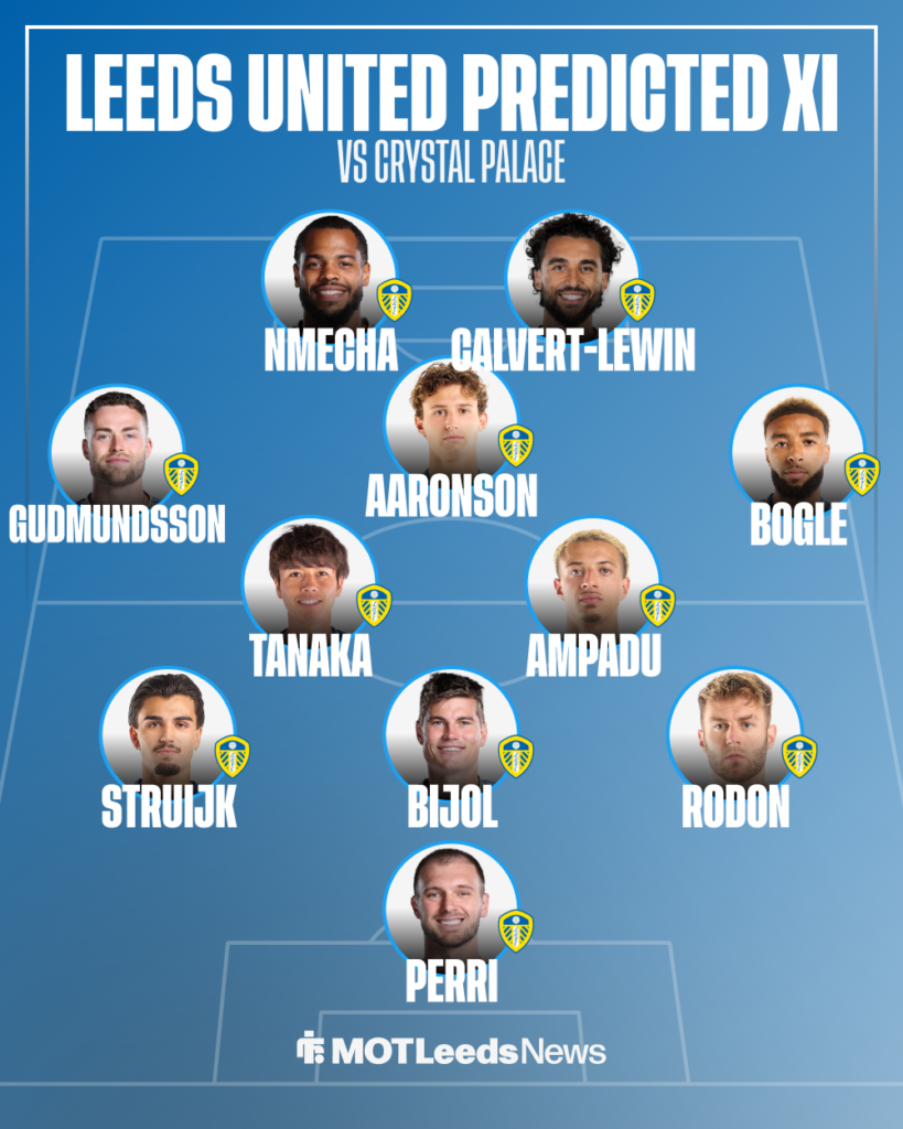 Leeds United predicted XI vs Crystal Palace