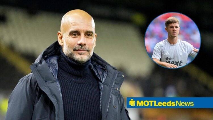 Man City boss Pep Guardiola with James McAtee inset