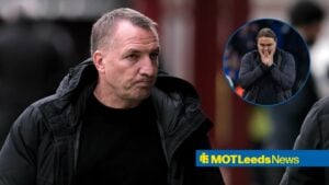 Brendan Rodgers next to a circular inset of Daniel Farke