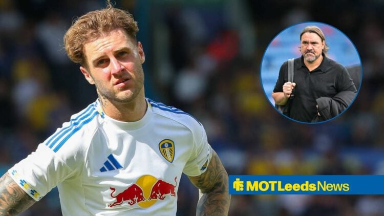 Leeds United's Joe Rodon with Daniel Farke inset