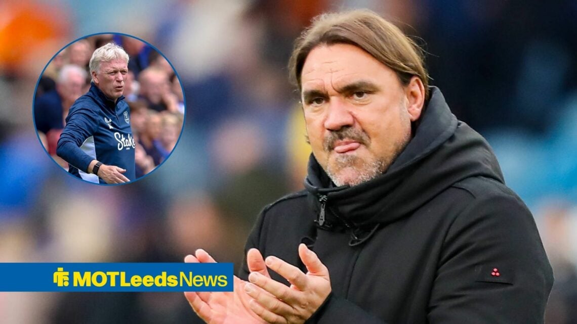 Leeds boss Daniel Farke with Everton manager David Moyes inset