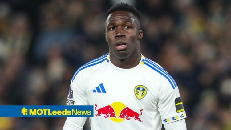 Wilfried Gnonto playing for Leeds United