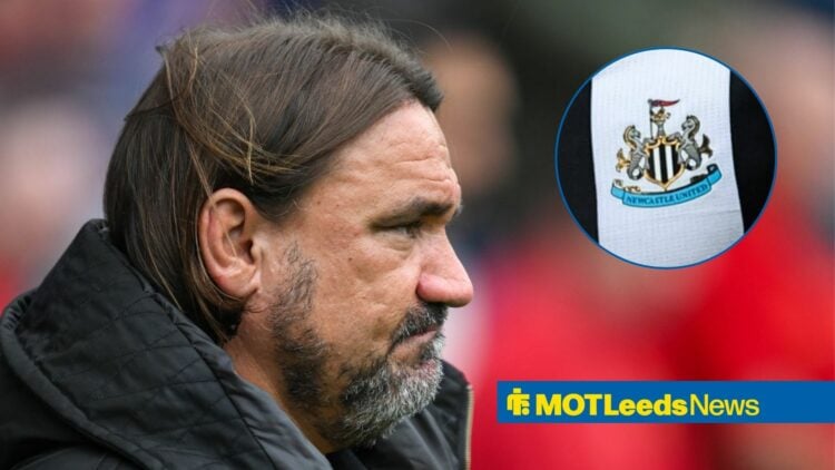 Daniel Farke with Newcastle logo in frame