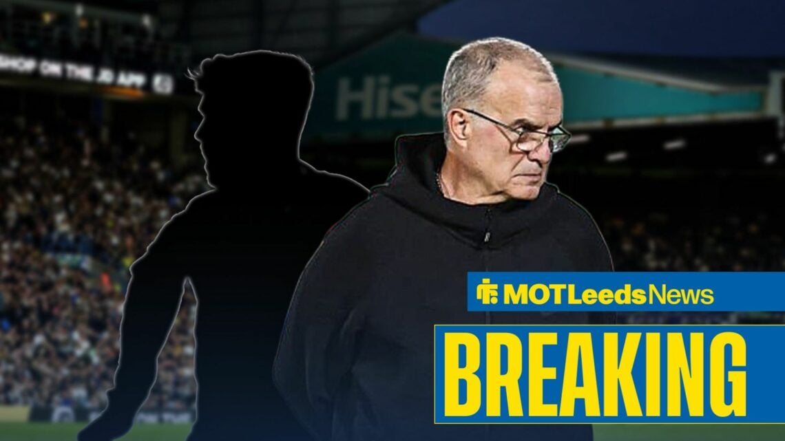 Marcelo Bielsa, with a silhouette of a player alongside him