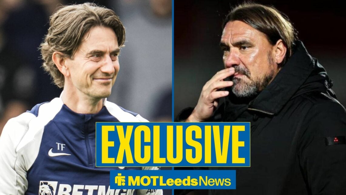 Thomas Frank looking towards Daniel Farke