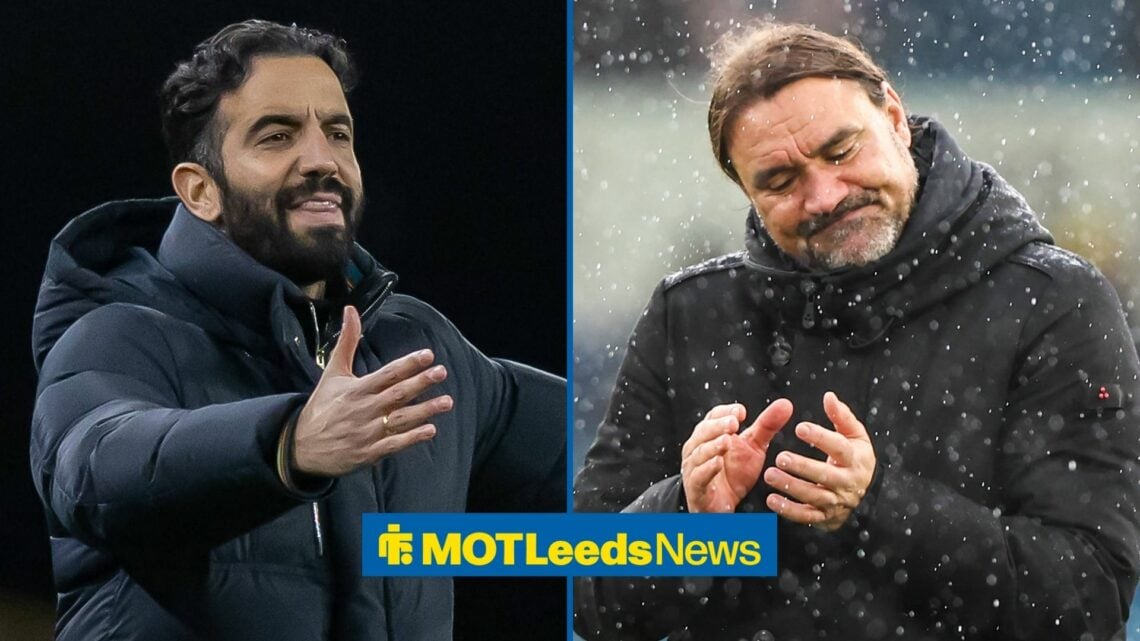 Daniel Farke and Ruben Amorim looking unhappy next to each other.
