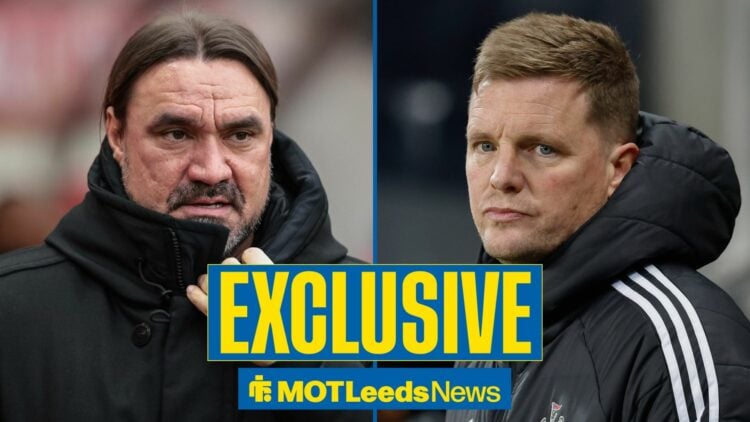 Daniel Farke looking in the direction of Eddie Howe.