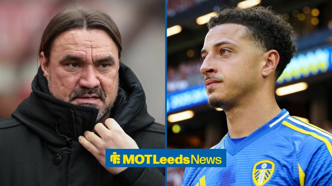 Leeds United boss Daniel Farke and Ethan Ampadu looking sad.