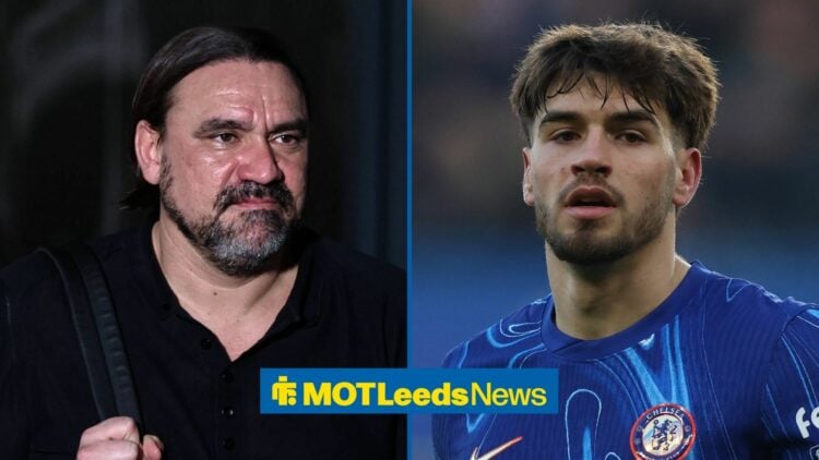 Leeds United boss Daniel Farke and Chelsea star Marc Guiu.