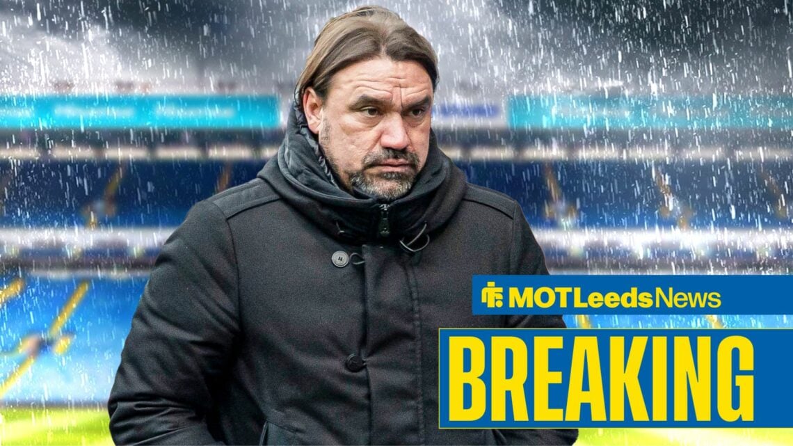 Daniel Farke in the rain at Elland Road