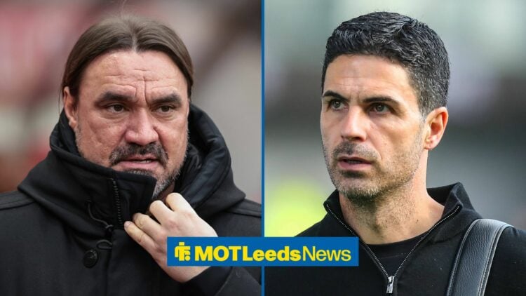 Daniel Farke and Mikel Arteta in a side-by-side image