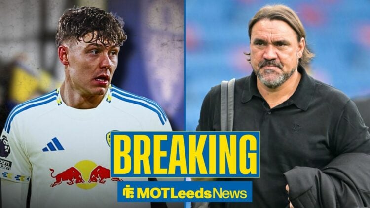 Daniel Farke next to Jorgen Strand Larsen