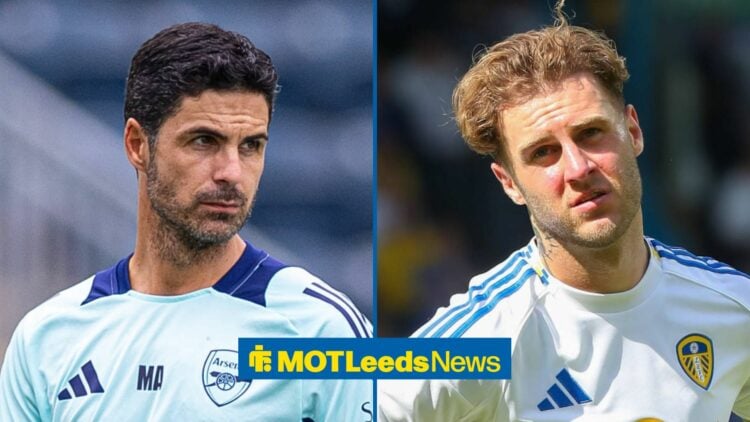 Leeds United star Joe Rodon, Mikel Arteta looking pleased.