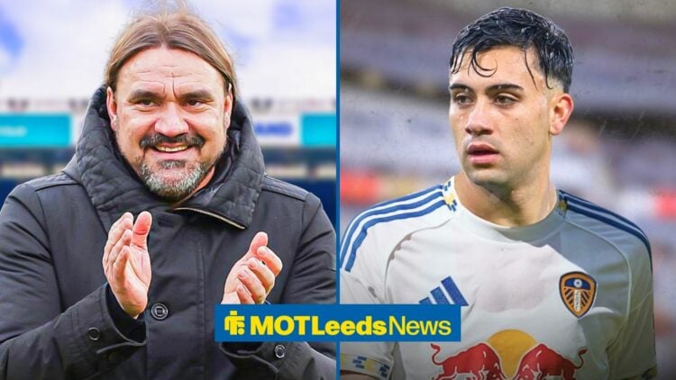 Leeds United manager Daniel Farke and Facundo Buonanotte side by side