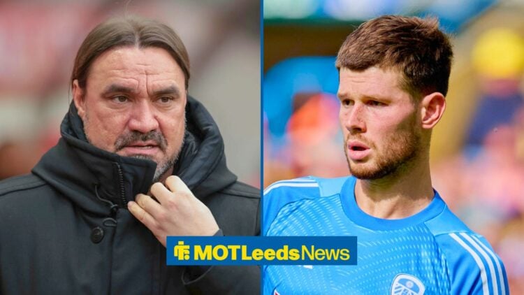 Leeds United manager Daniel Farke and Illan Meslier