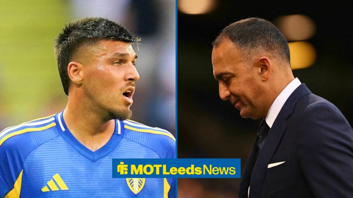 Leeds United forward Joel Piroe and Paraag Marathe side by side