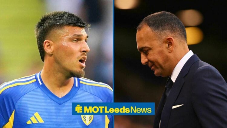 Leeds United forward Joel Piroe and Paraag Marathe side by side