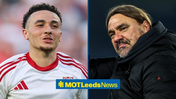 Sevilla winger Ruben Vargas and Leeds United manager Daniel Farke side by side