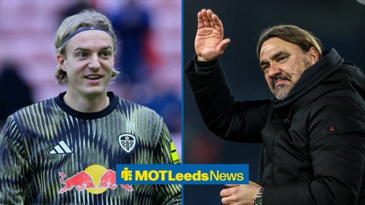 Leeds United star Sebastiaan Bornauw and Daniel Farke.