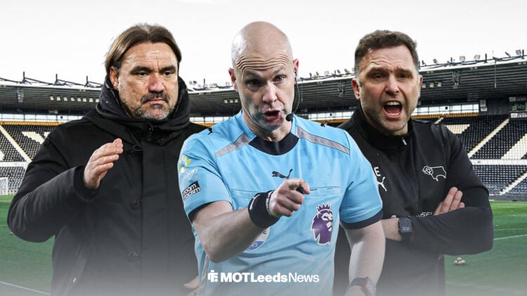 Daniel Farke, Anthony Taylor and John Eustace