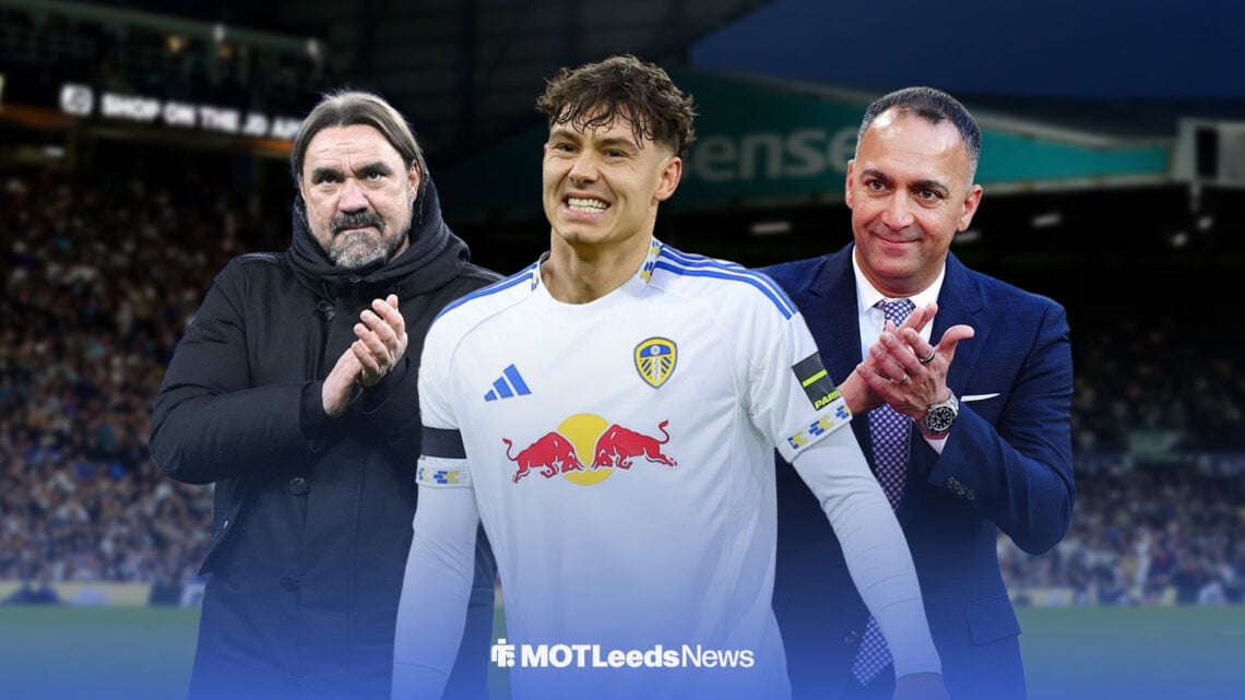 Strand Larsen, with Farke and Marathe either side of him