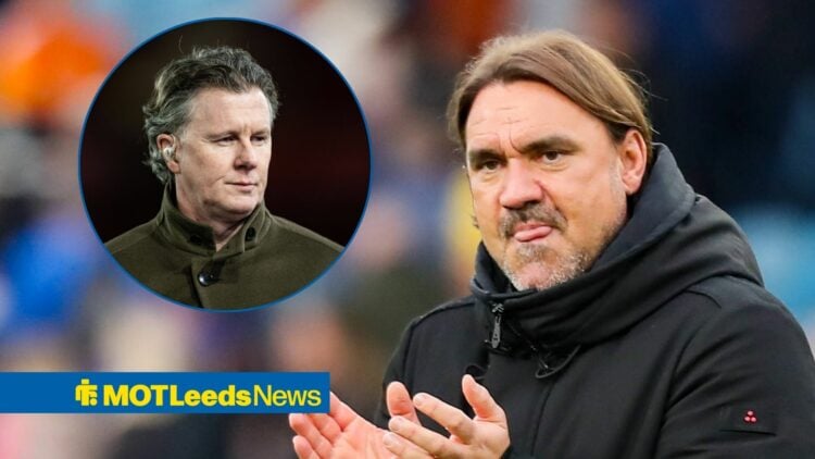 Steve McManaman inset and Leeds boss Daniel Farke claps his hands