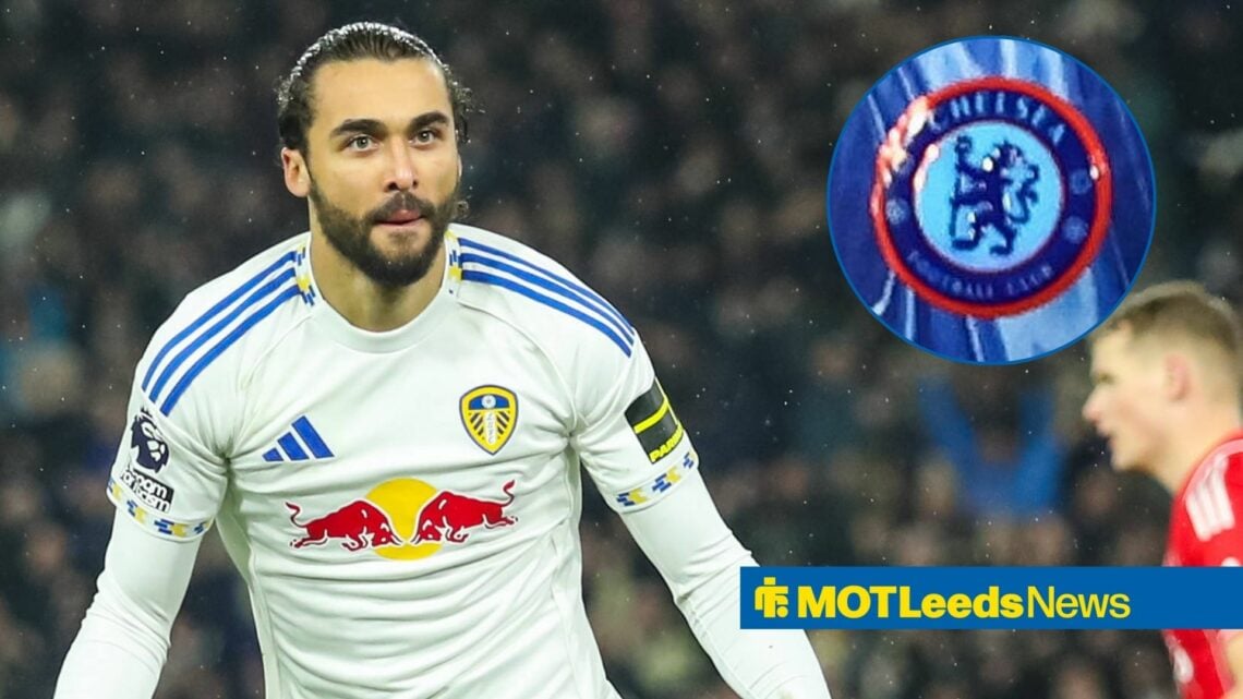 Dominic Calvert-Lewin with Chelsea badge in circular inset.