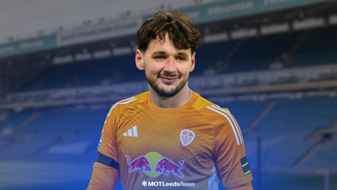 James Trafford smiling in Leeds United goalkeeper shirt