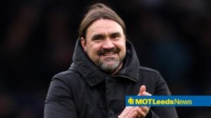 Daniel Farke smiling after a Leeds win