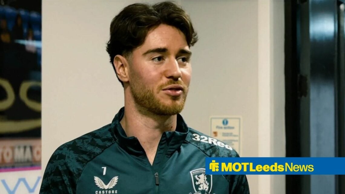 Hayden Hackney speaking in a Middlesbrough tracksuit at the Riverside